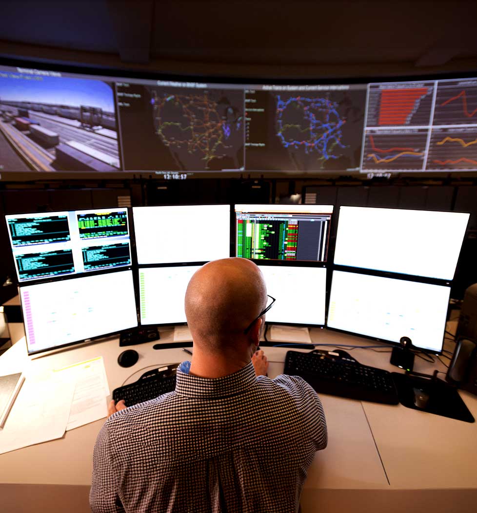 Man at control station